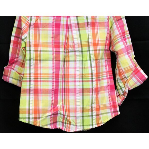 2010 Gymboree Citrus Cooler Plaid Shirt sz 5 Button up Pink Yellow Lemon Summer - Picture 7 of 8